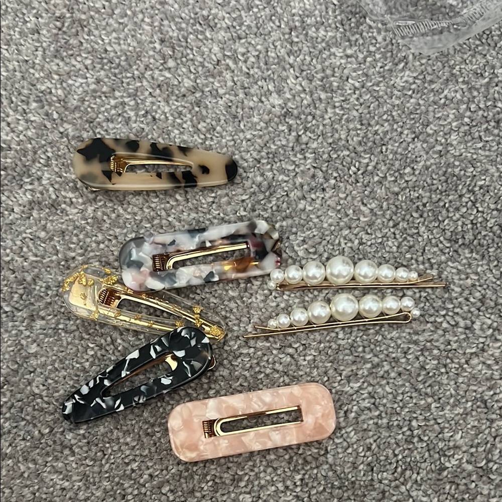 Elegant Hair Clip Set - Black, Pink, Gold
